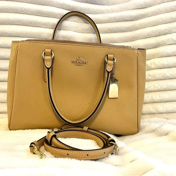 Coach Surrey Leather Satchel in Camel/Tan - Picture 2 of 8